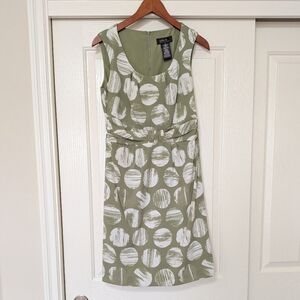 Y2K Polka Dot Green Sleeveless Shift Dress Size 4 Set with Matching Sweater